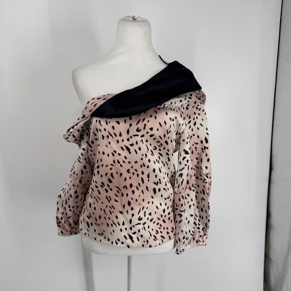 Hellessy Pink Leopard Flora Off Shoulder Blouse Size 2 - Picture 2 of 14